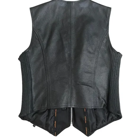 A&H Apparel black leather Moto vest size medium